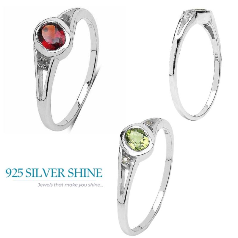 Sterling Silver Peridot Gemstone Anniversary Rings 925SR3114_3