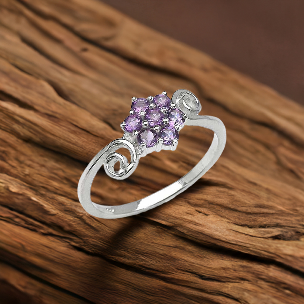 925 Sterling Silver Rings In Semi Precious Amethyst Gemstone 925SR3117