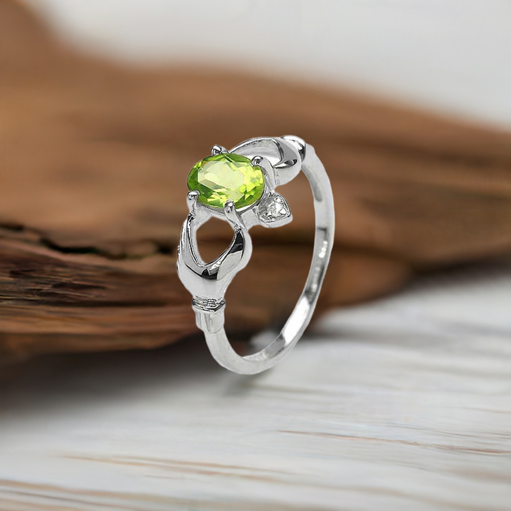 Sterling Silver Peridot Stone Anniversary Ring For Women's 925SR3123