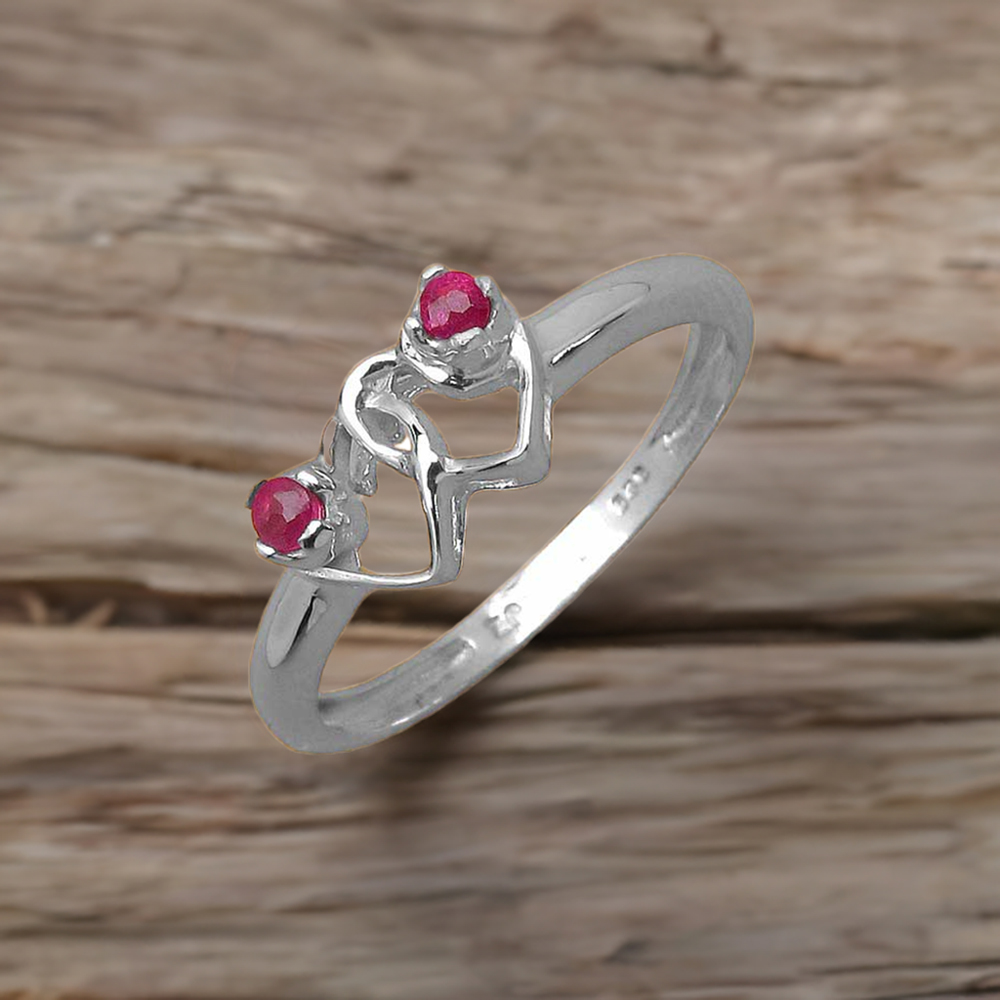 925 Sterling Silver Rings In Natural Dyed Ruby Gemstone 925SR3125