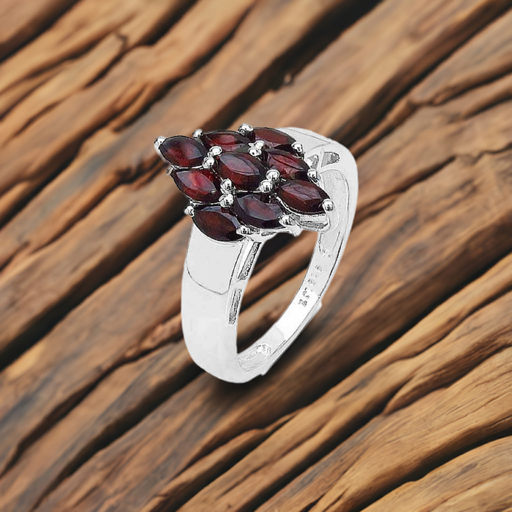 Semi Precious Garnet Gemstone Rings In 925 Sterling Silver Jewelry 925SR3132