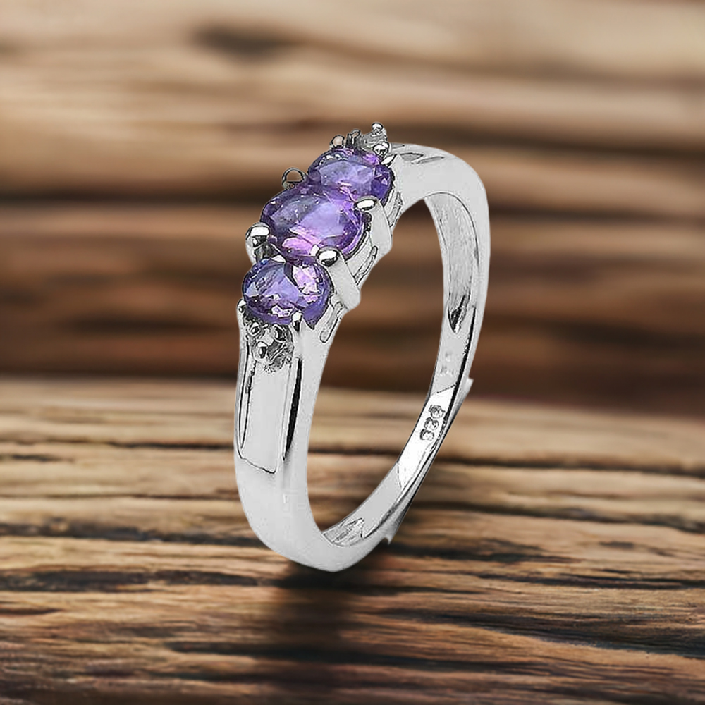 Semi Precious Amethyst Gemstone Rings In 925 Sterling Silver Jewelry 925SR3135