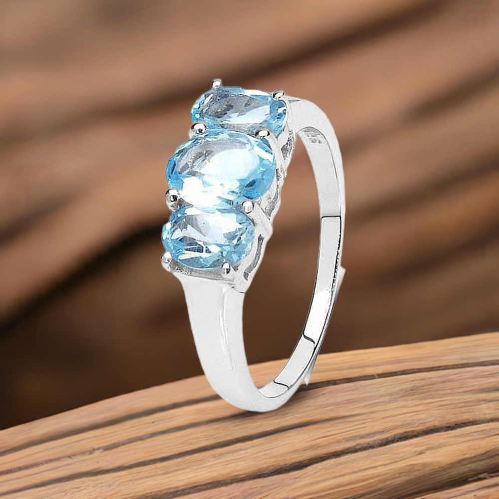 Semi Precious Blue Topaz Gemstone Rings In 925 Sterling Silver Jewelry 925SR3138