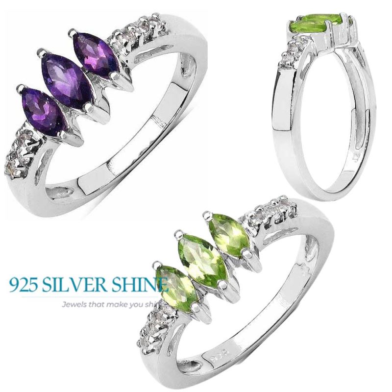 925 Sterling Silver Rings In Amethyst Gemstone Jewelry 925SR3140_3