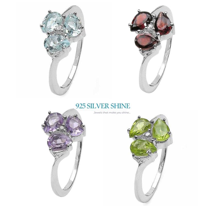 925 Sterling Silver Handmade Rings In Blue Topaz Gemstone Jewelry 925SR3145_2