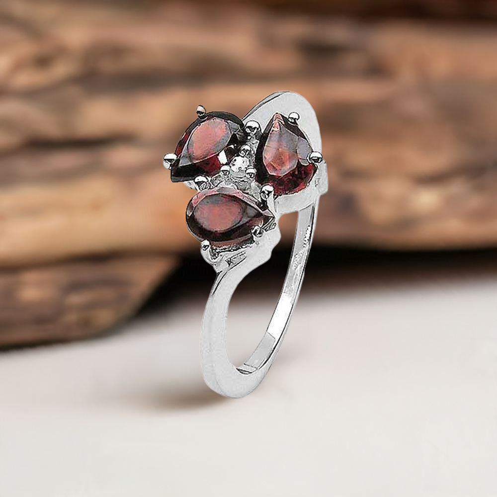 925 Sterling Silver Handmade Rings In Garnet Gemstone Jewelry 925SR3146