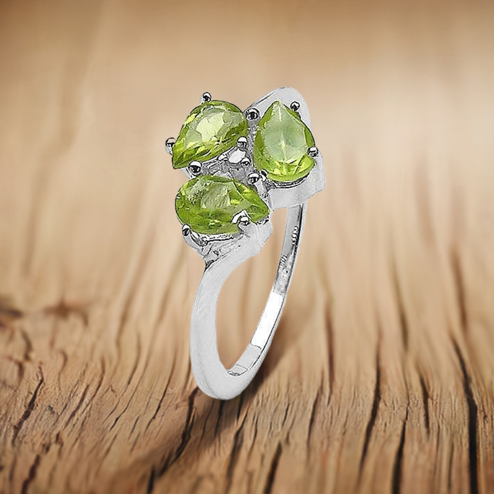 925 Sterling Silver Handmade Rings In Peridot Gemstone Jewelry 925SR3147