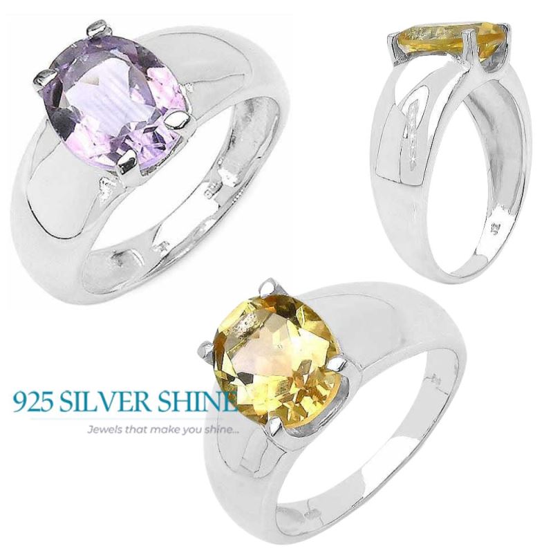 Natural Amethyst Birthstone Sterling Silver Rings 925SR3149_2