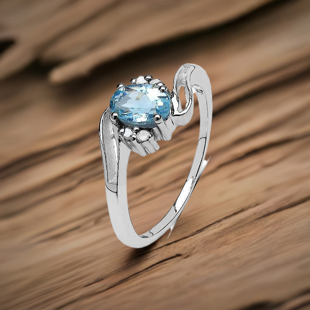 925 Sterling Silver Rings In Blue Topaz Gemstone Jewelry 925SR3161