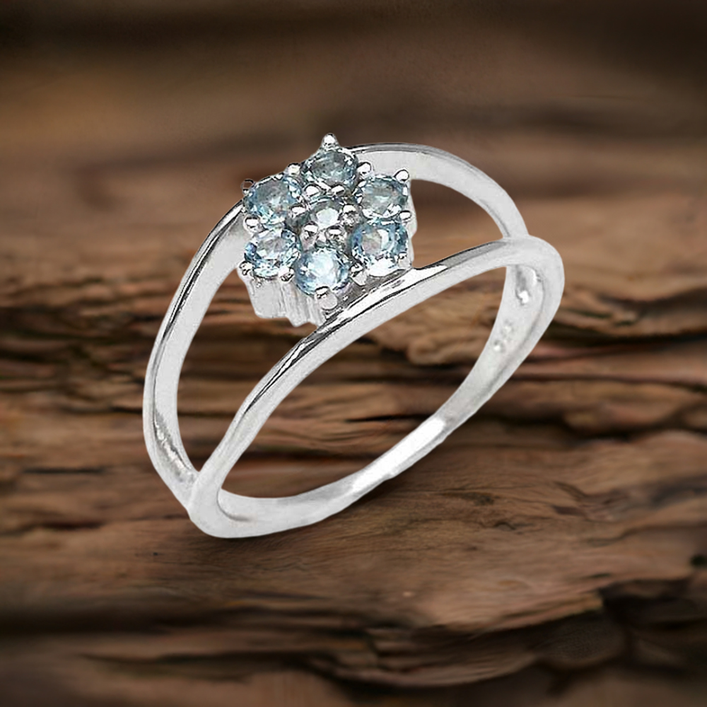 925 Sterling Silver Rings In Blue Topaz Gemstone Jewelry 925SR3162