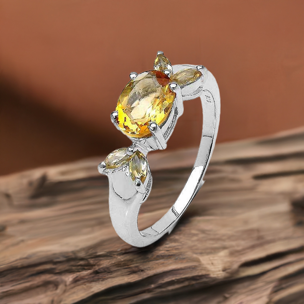 925 Sterling Silver Handmade Rings In Citrine Gemstone Jewelry 925SR3167