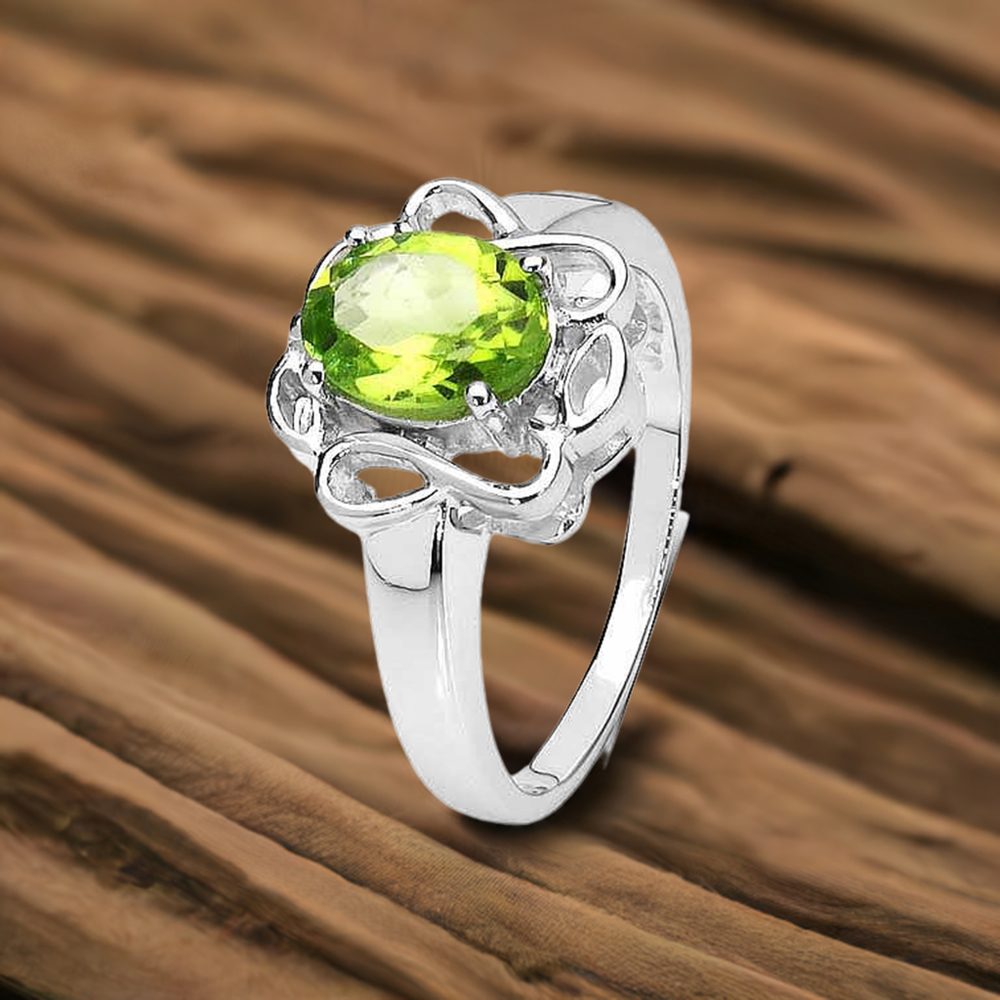 Sterling Silver Peridot Cut Stone Rings 925SR3176