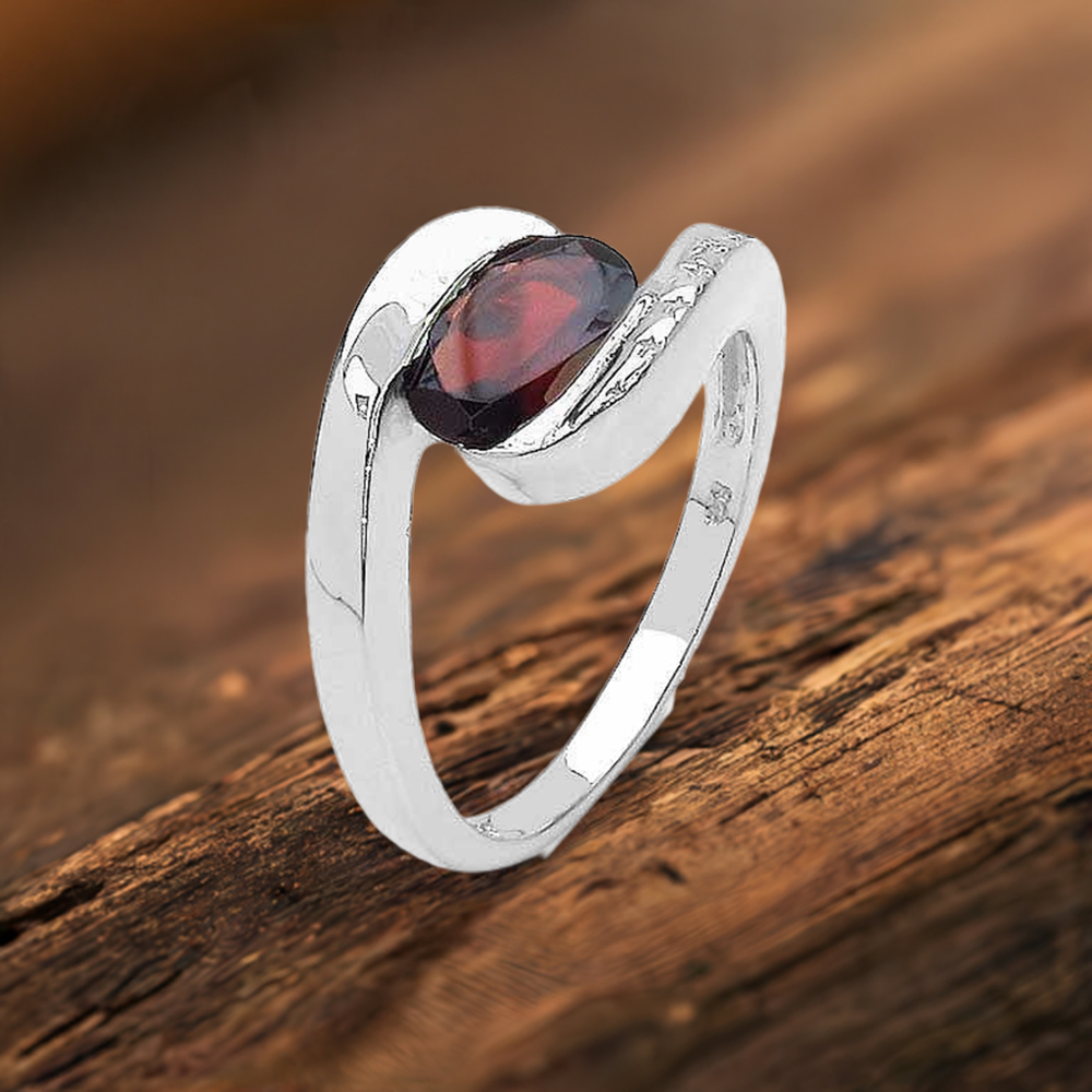 Sterling Silver Garnet January Birthstone Rings Jewelry 925SR3177