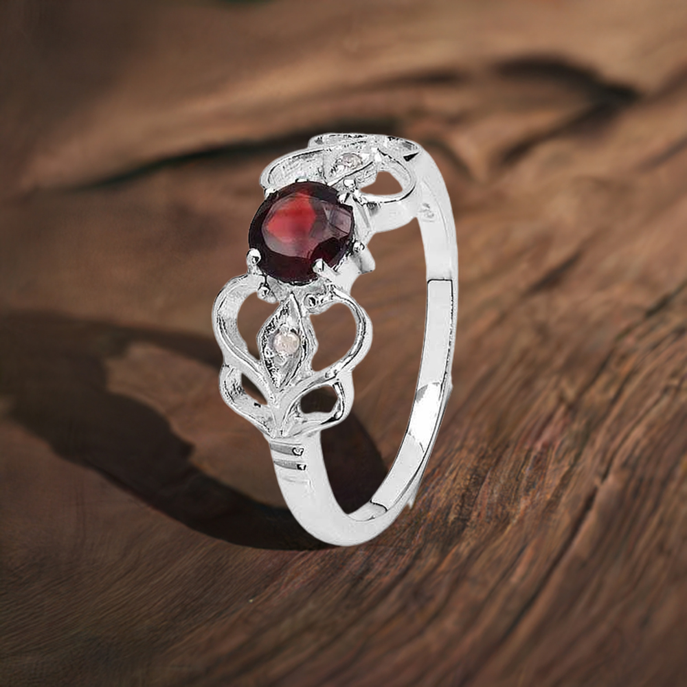 Natural Garnet Sterling Silver Rings Jewelry 925SR3178