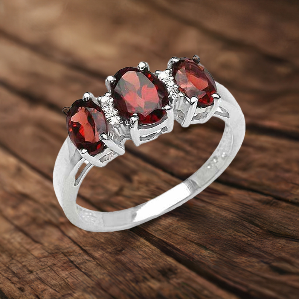 Natural Garnet Gemstone Rings In 925 Sterling Silver 925SR3183