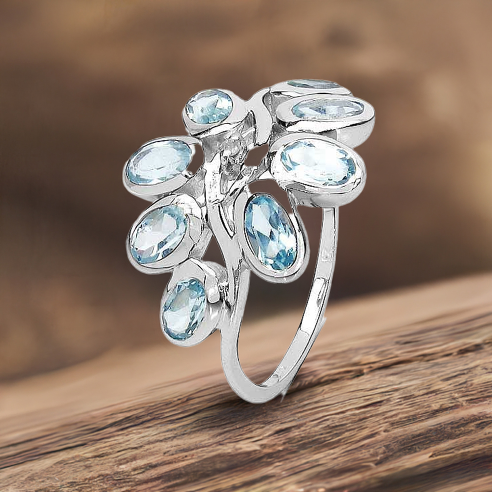 Genuine Blue Topaz Gemstone Rings In 925 Sterling Silver 925SR3185
