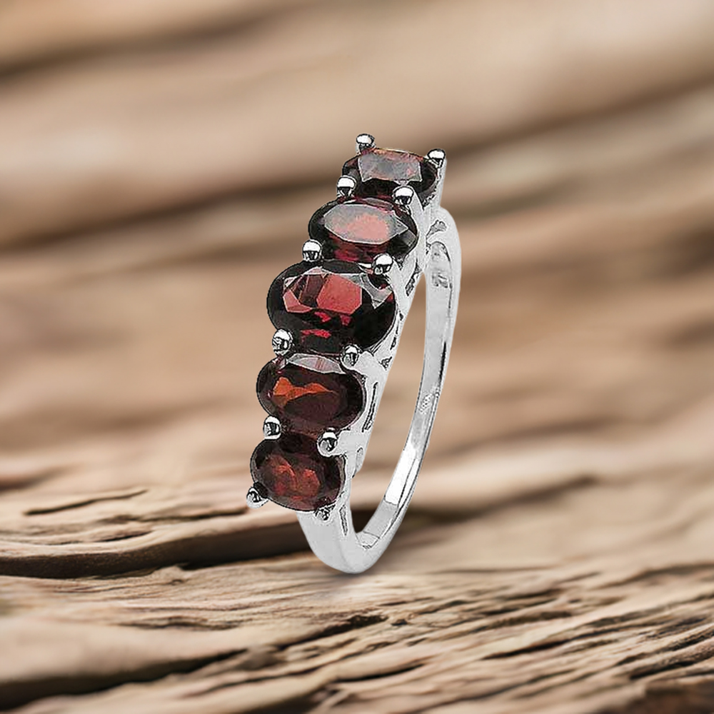 925 Sterling Silver Rings In Semi Precious Garnet Gemstone 925SR3190