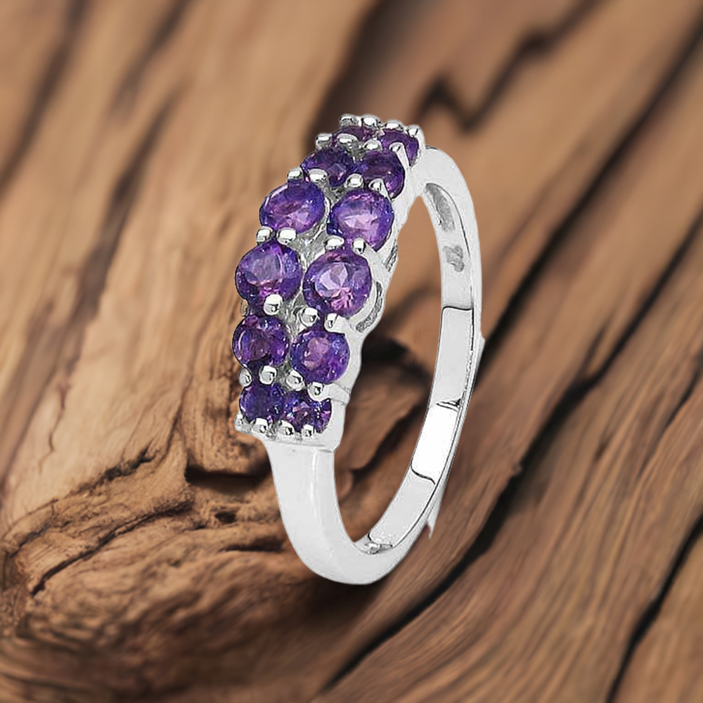 Solid 925 Silver Rings In Semi Precious Amethyst Gemstone 925SR3193