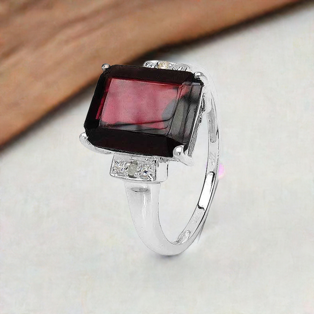 Sterling Silver Garnet Anniversary Rings Jewelry 925SR3194