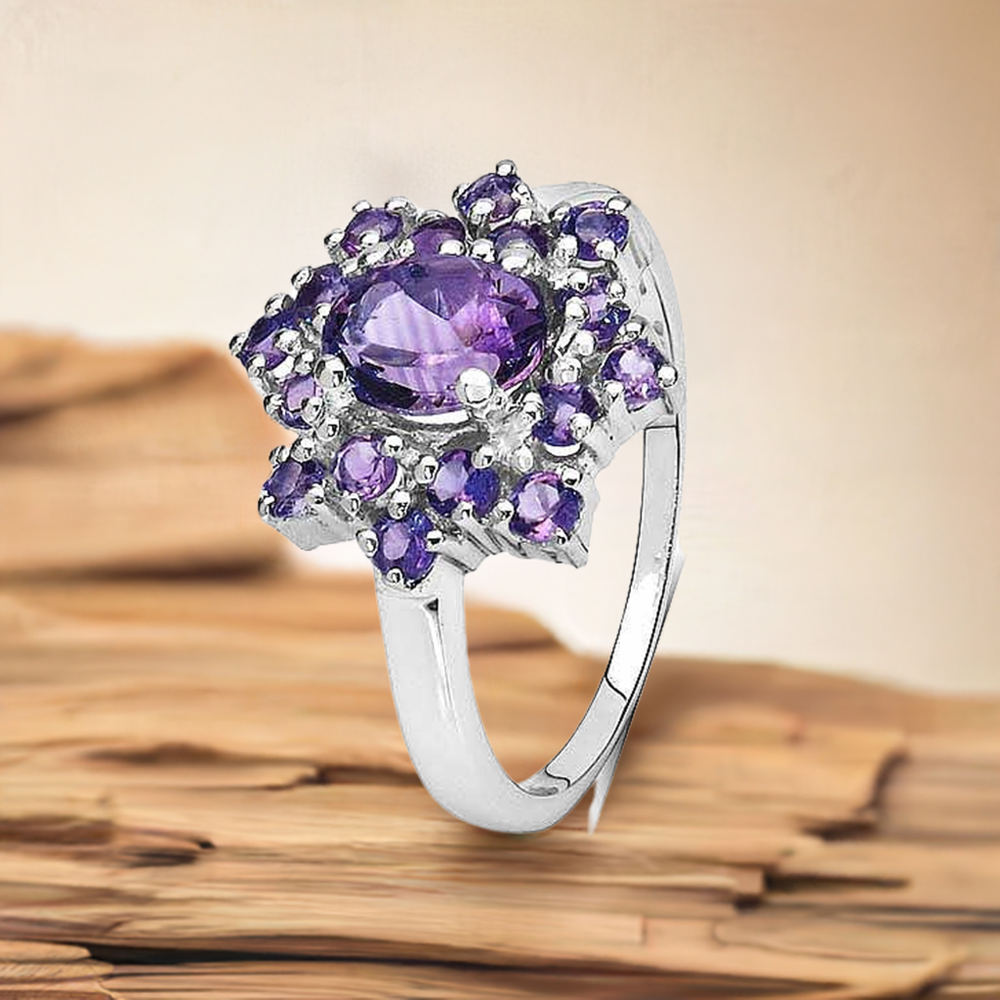 Fine 925 Sterling Silver Rings In Semi Precious Amethyst Gemstone 925SR3196