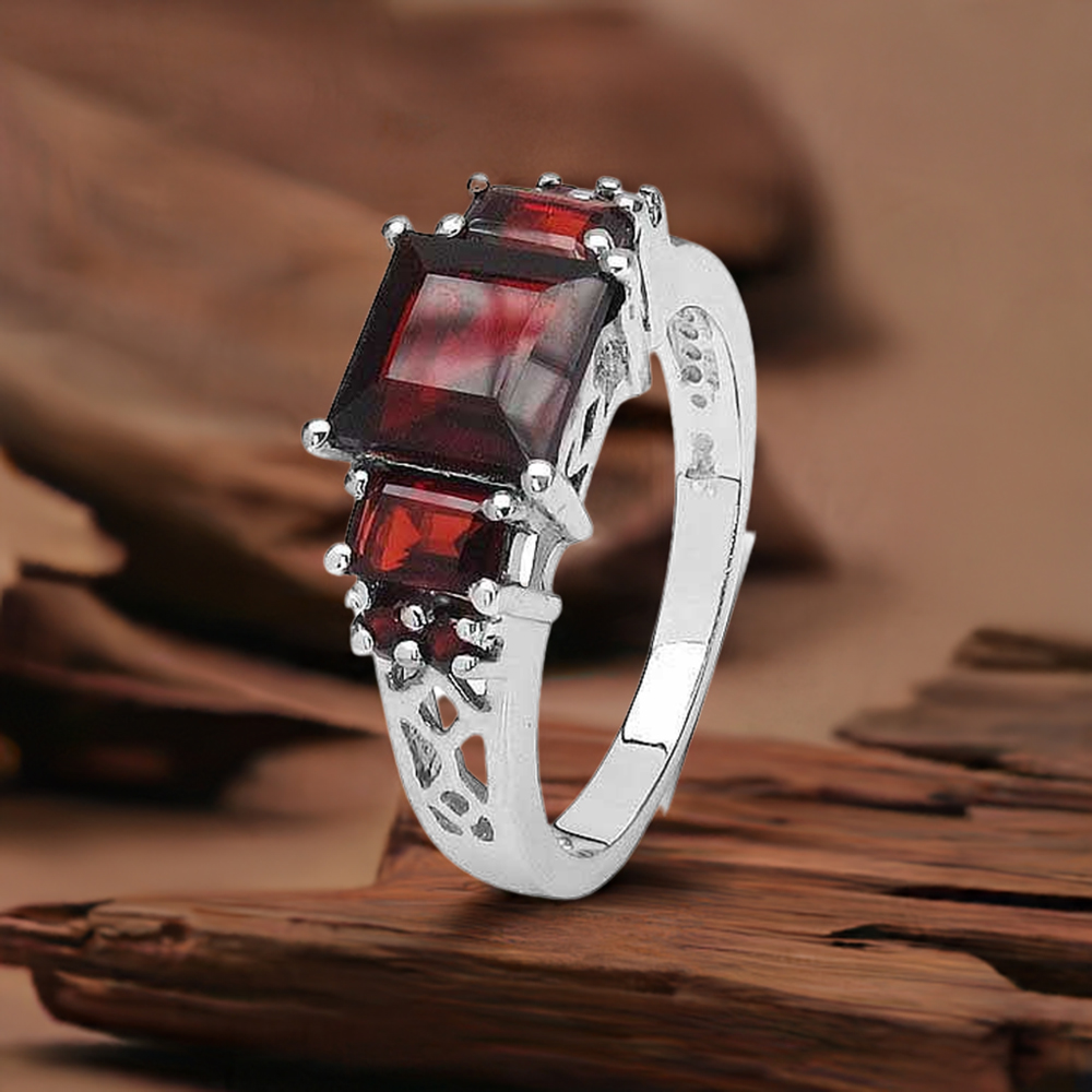 Fine 925 Sterling Silver Rings In Genuine Garnet Gemstone 925SR3197