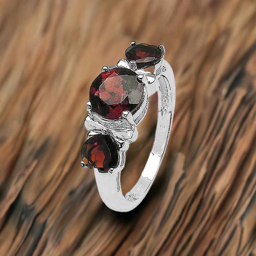 Natural Garnet Gemstone Rings In 925 Sterling Silver 925SR3198