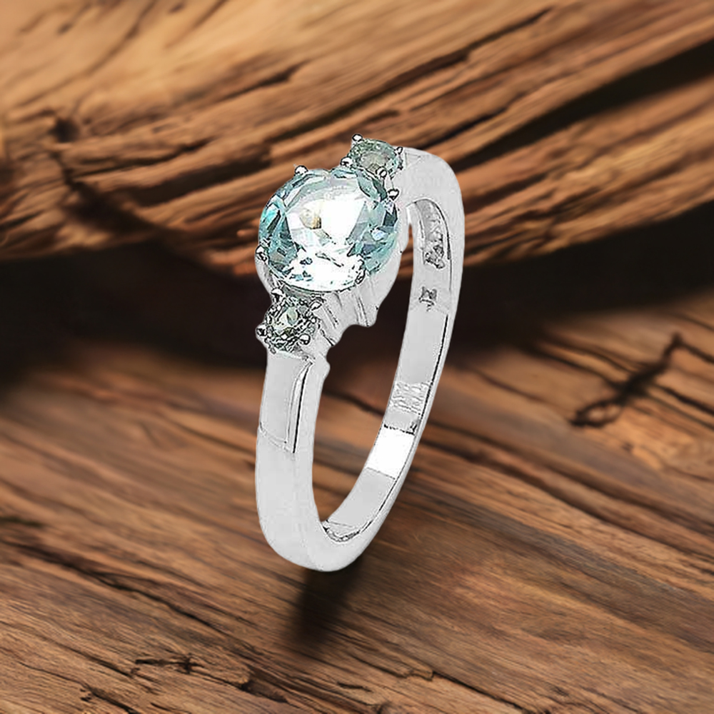 Natural Blue Topaz Gemstone Rings In Solid 925 Silver 925SR3201