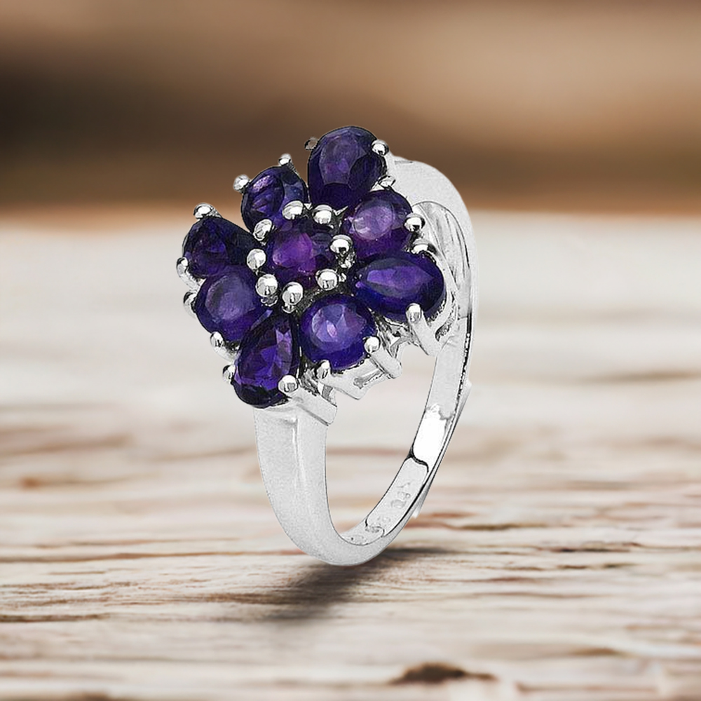 Genuine Amethyst Gemstone Rings In Solid 925 Silver 925SR3203