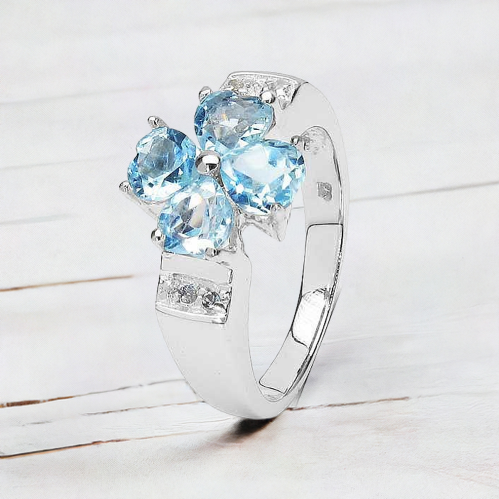 925 Sterling Silver Rings In Natural Blue Topaz Gemstone 925SR3207