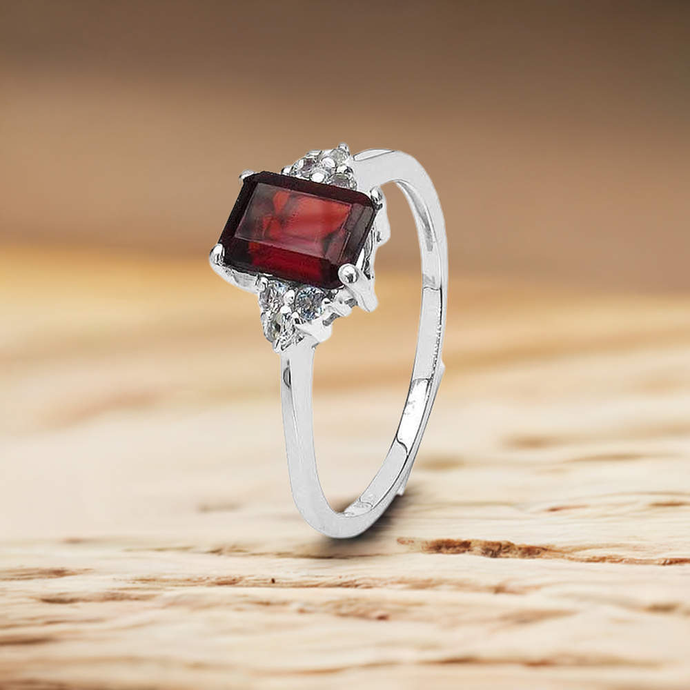 Natural Garnet Sterling Silver Anniversary Rings 925SR3208