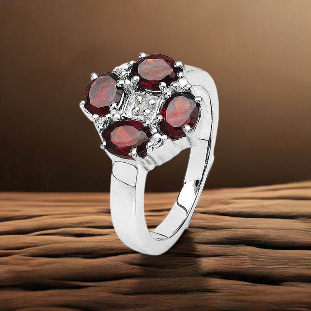925 Sterling Silver Rings In Genuine Garnet Gemstone 925SR3209