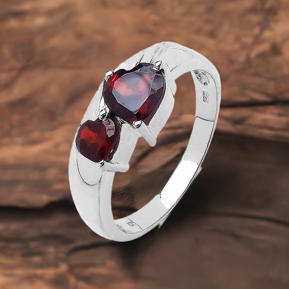 Sterling Silver Garnet Gemstone Wedding Rings 925SR3210