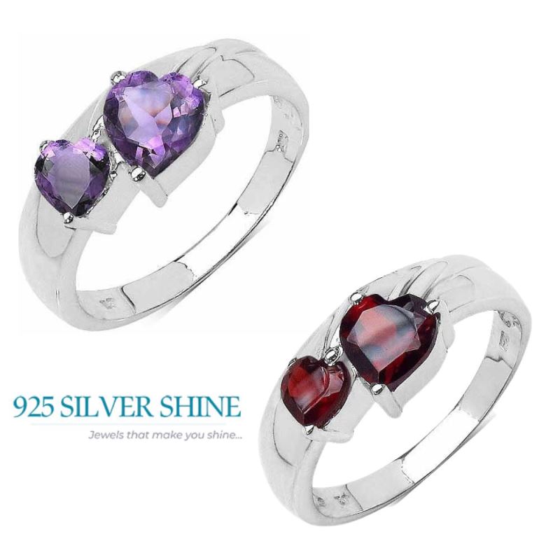 Sterling Silver Garnet Gemstone Wedding Rings 925SR3210_3