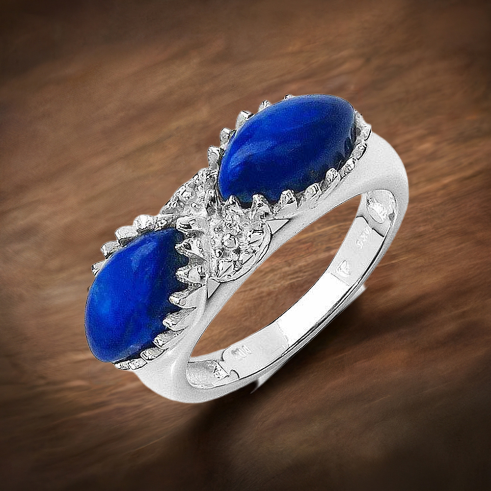 925 Sterling Silver Rings In Natural Lapis Gemstone 925SR3216