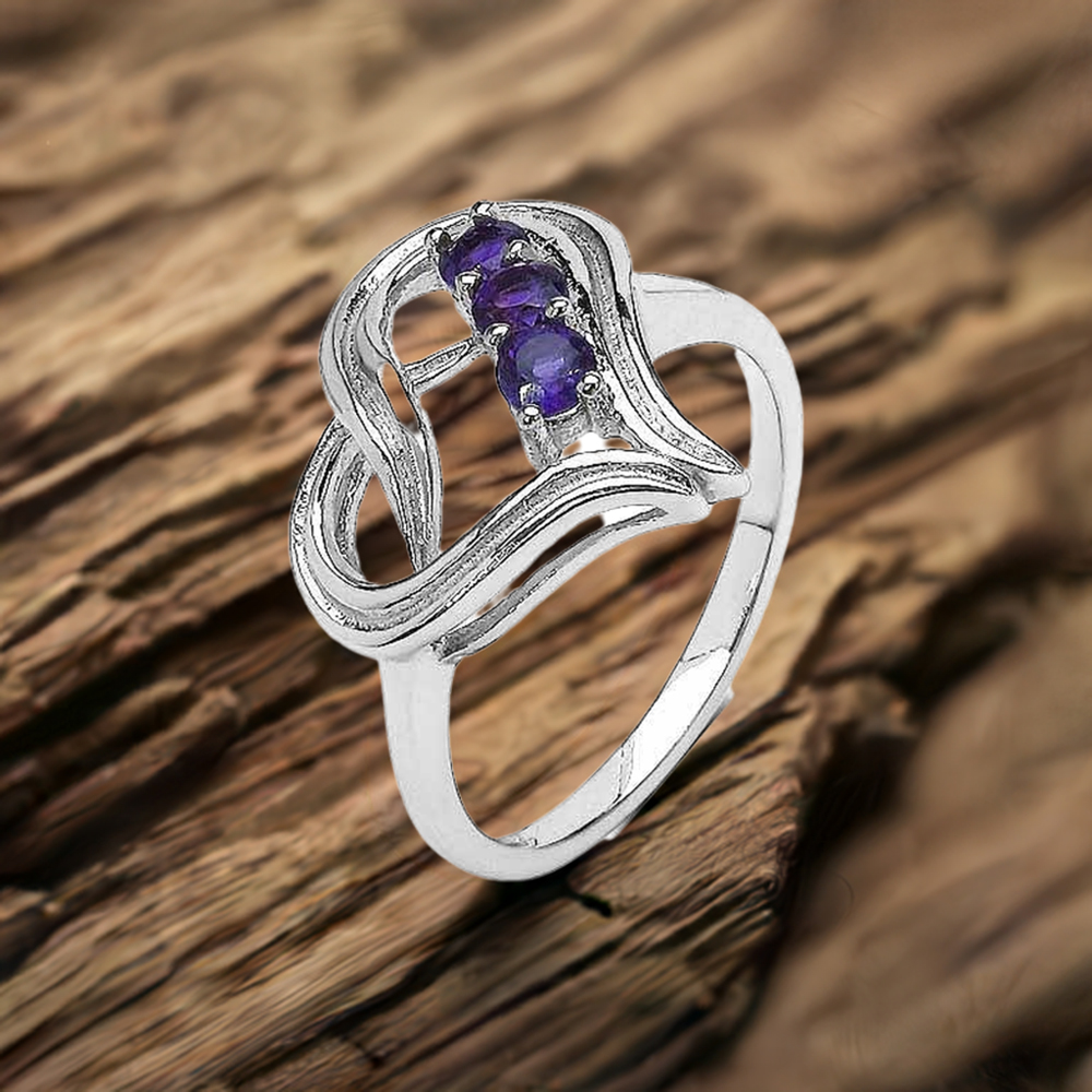 925 Sterling Silver Rings In Genuine Amethyst Gemstone 925SR3221