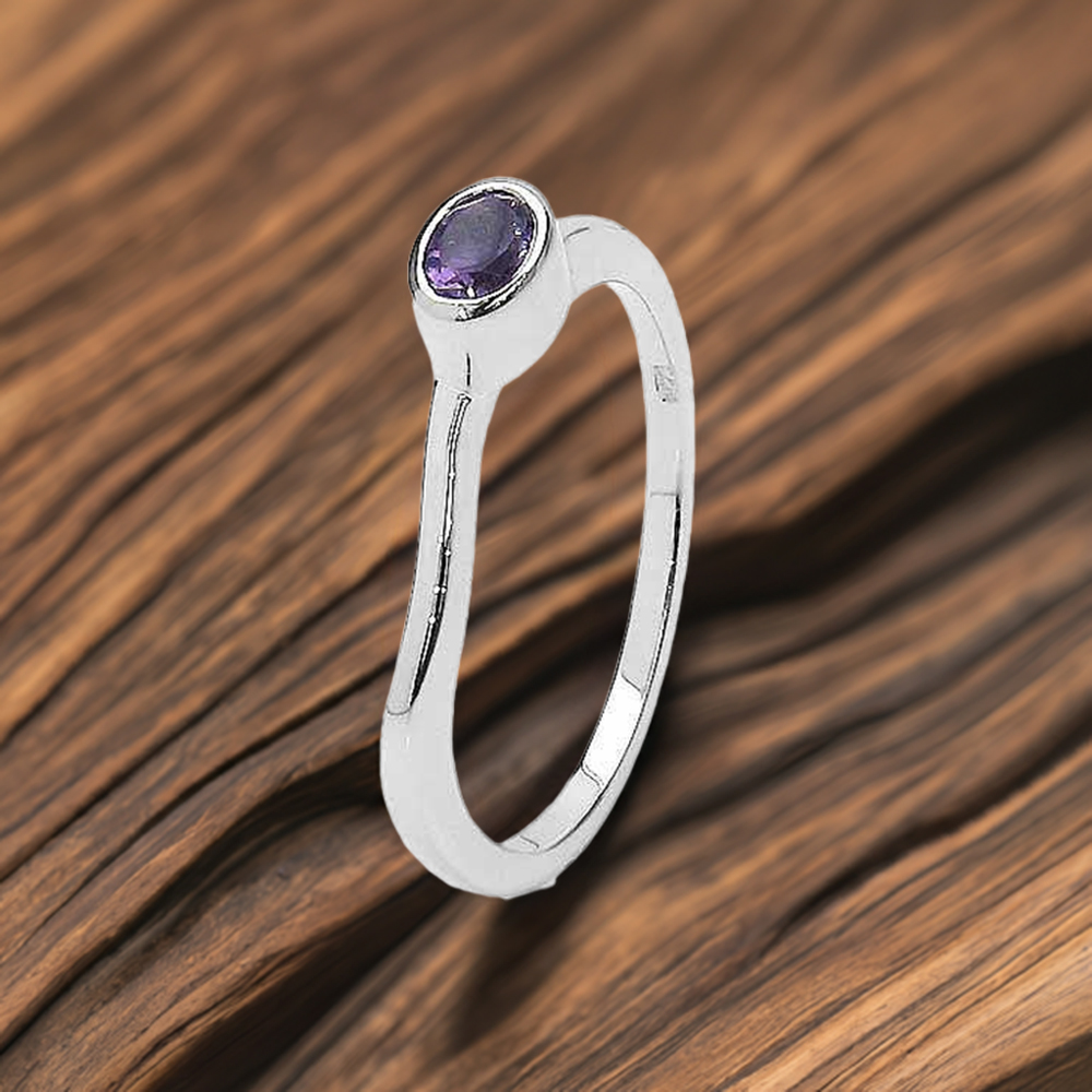 Stackable Amethyst Sterling Silver Rings 925SR3226