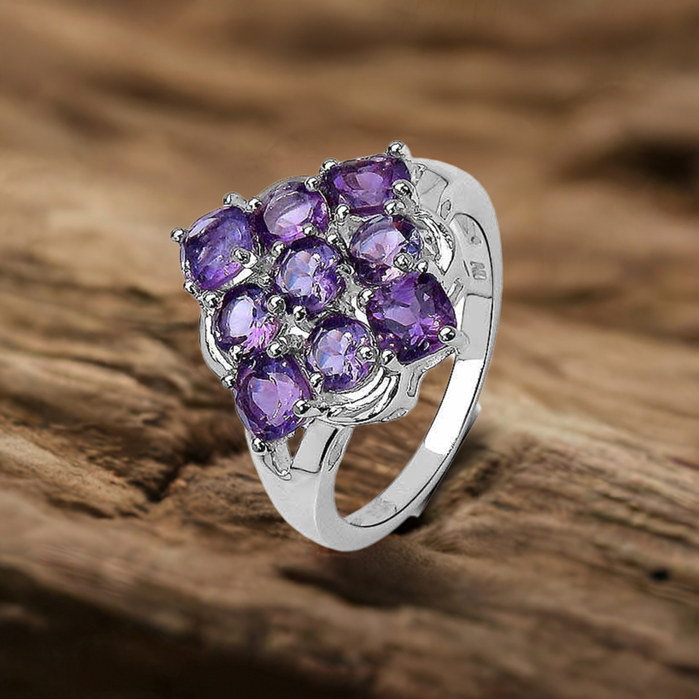 Genuine Amethyst Gemstone Rings In 925 Sterling Silver Jewelry 925SR3227