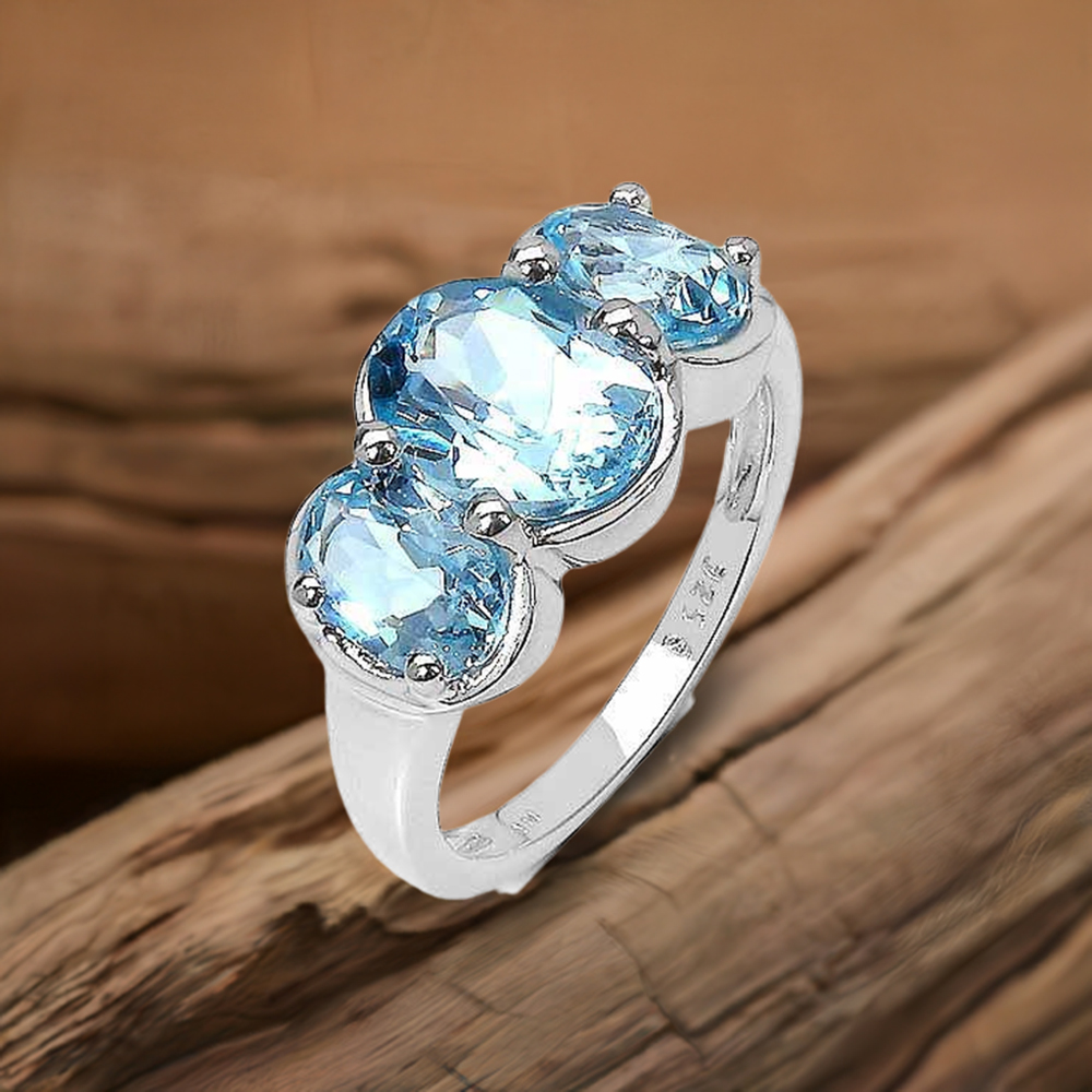 Natural Blue Topaz Gemstone Rings In 925 Sterling Silver Jewelry 925SR3228