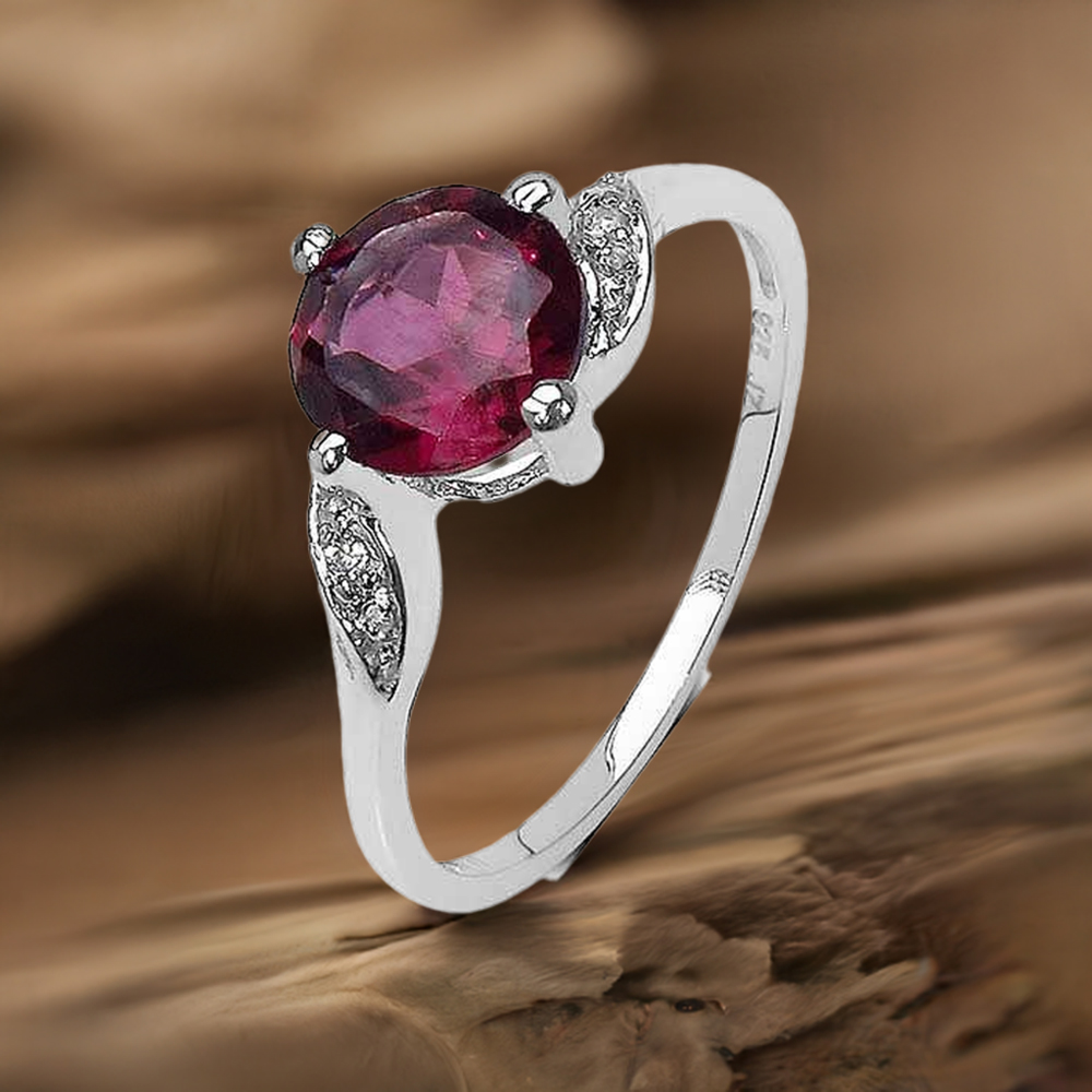 Sterling Silver Garnet And CZ Gemstone Rings 925SR3229