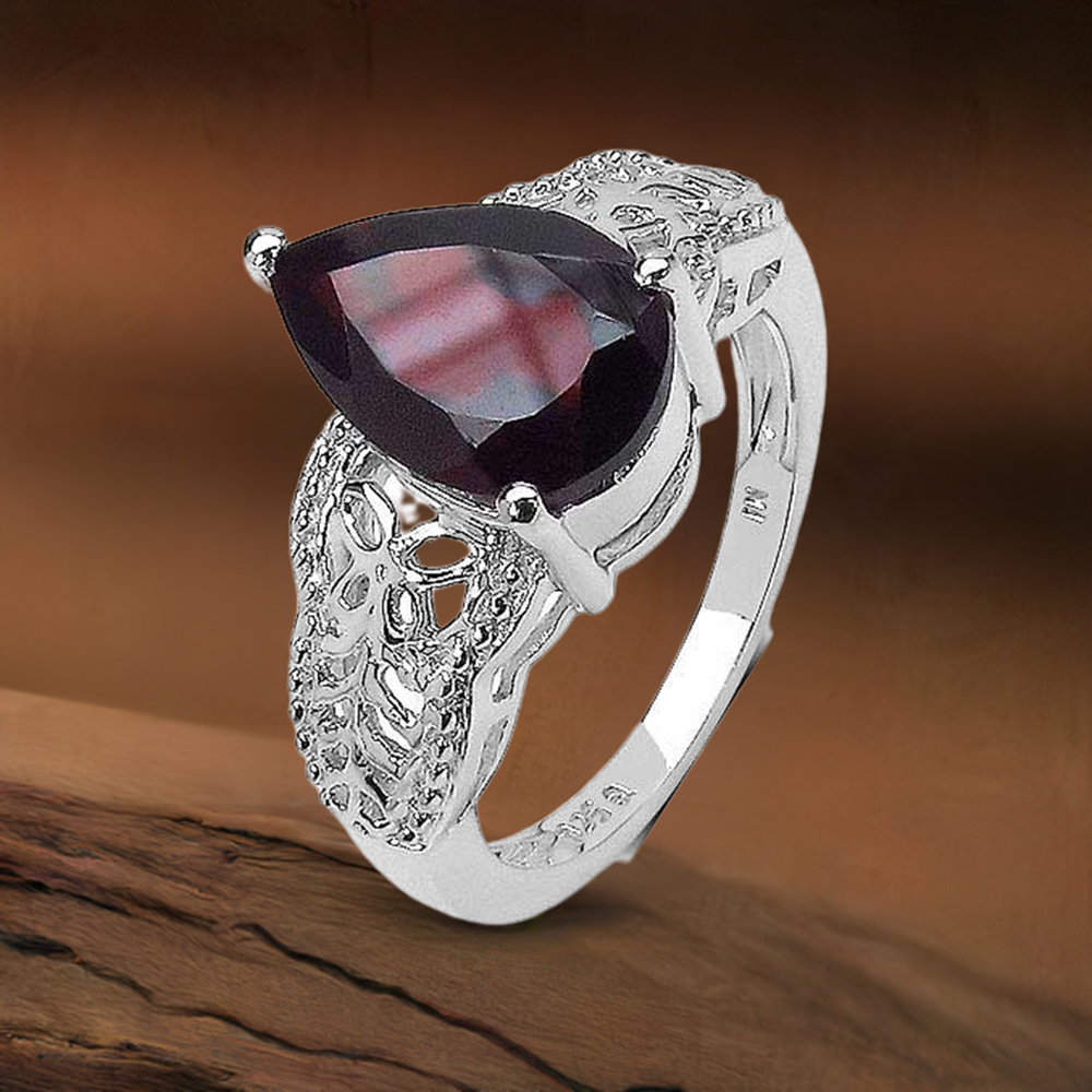 Garnet Pear Gemstone Sterling Silver Rings 925SR3231