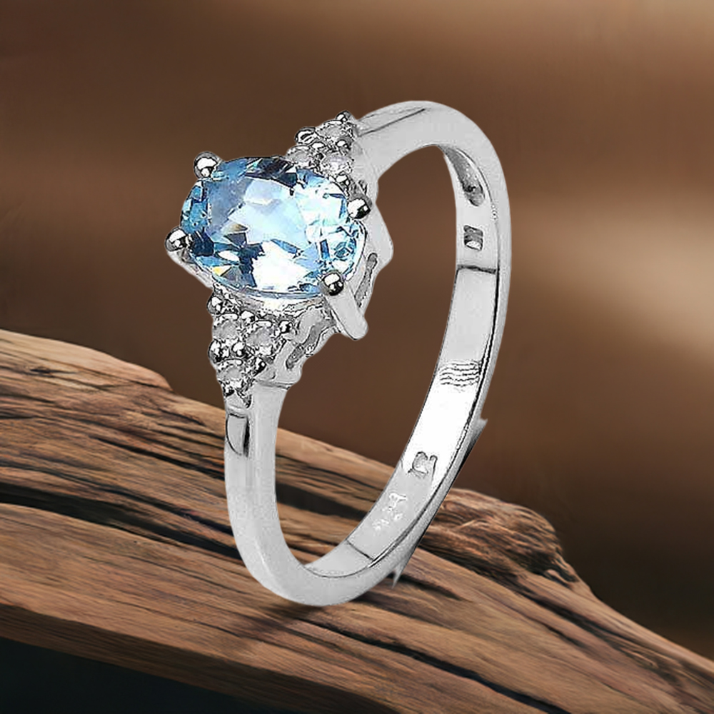 Semi Precious Blue Topaz Gemstone Rings In 925 Sterling Silver Jewelry 925SR3232