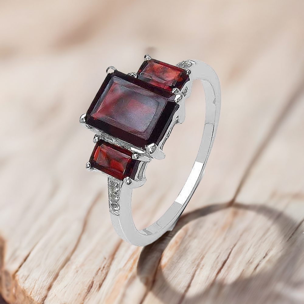925 Sterling Silver Rings In Garnet Gemstone Jewelry 925SR3234