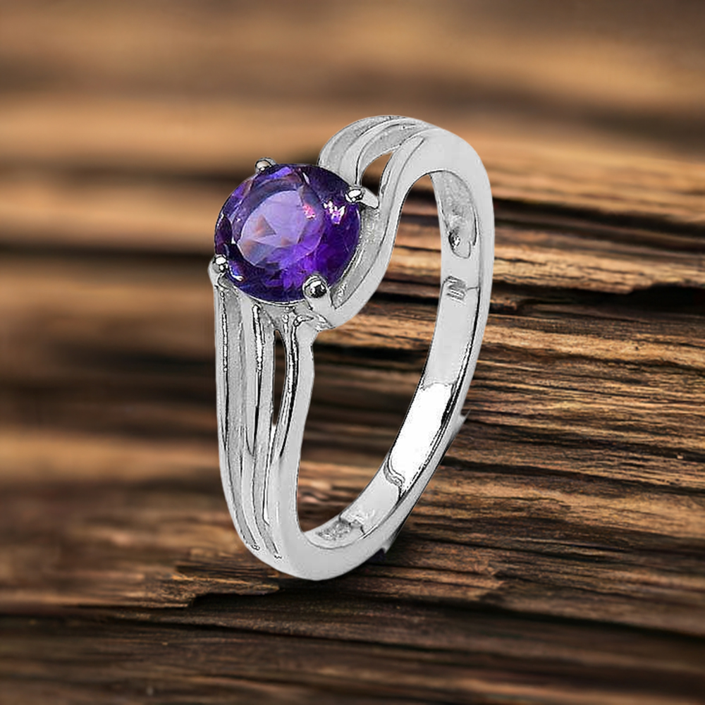 Amethyst Birthstone Sterling Silver Rings 925SR3235