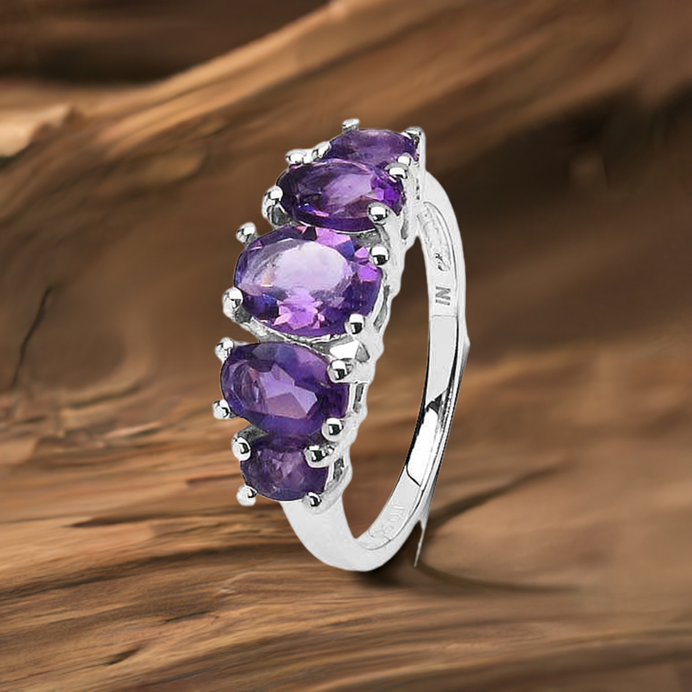 925 Sterling Silver Handmade Rings In Amethyst Gemstone Jewelry 925SR3237