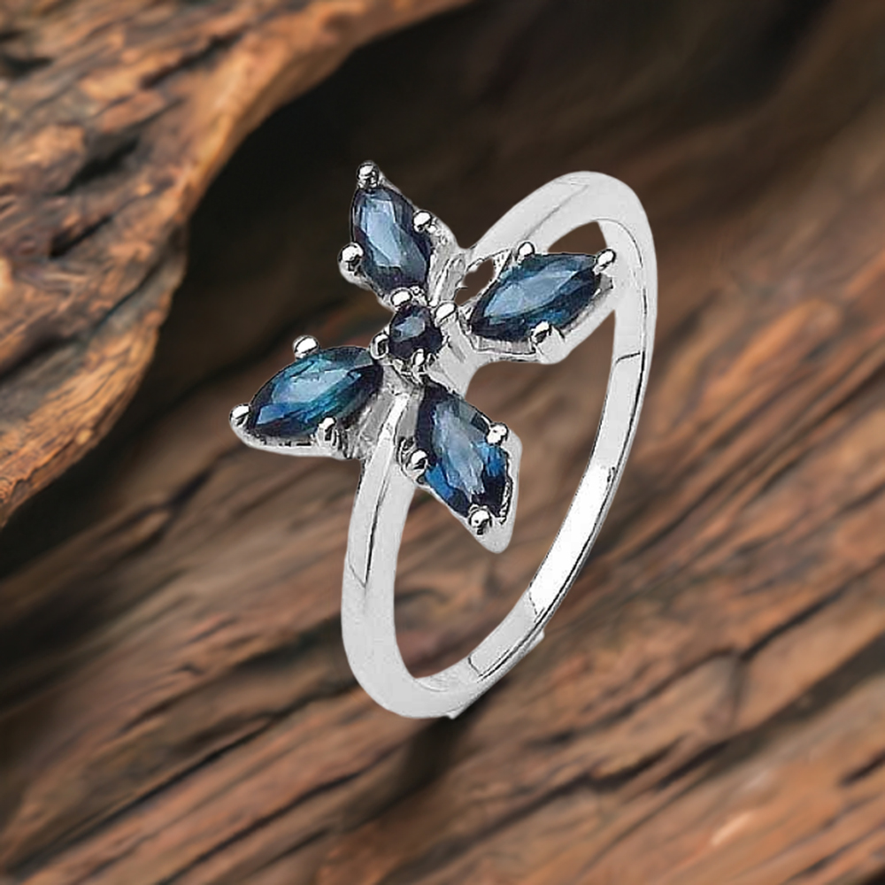 925 Sterling Silver Rings In Dyed Blue Sapphire Gemstone Jewelry 925SR3253