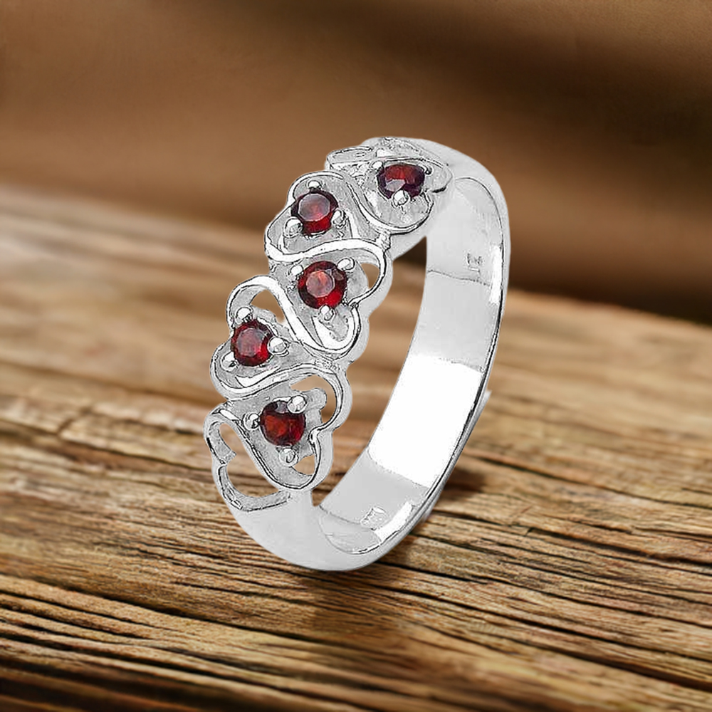 925 Sterling Silver Rings In Garnet Gemstone Jewelry 925SR3254
