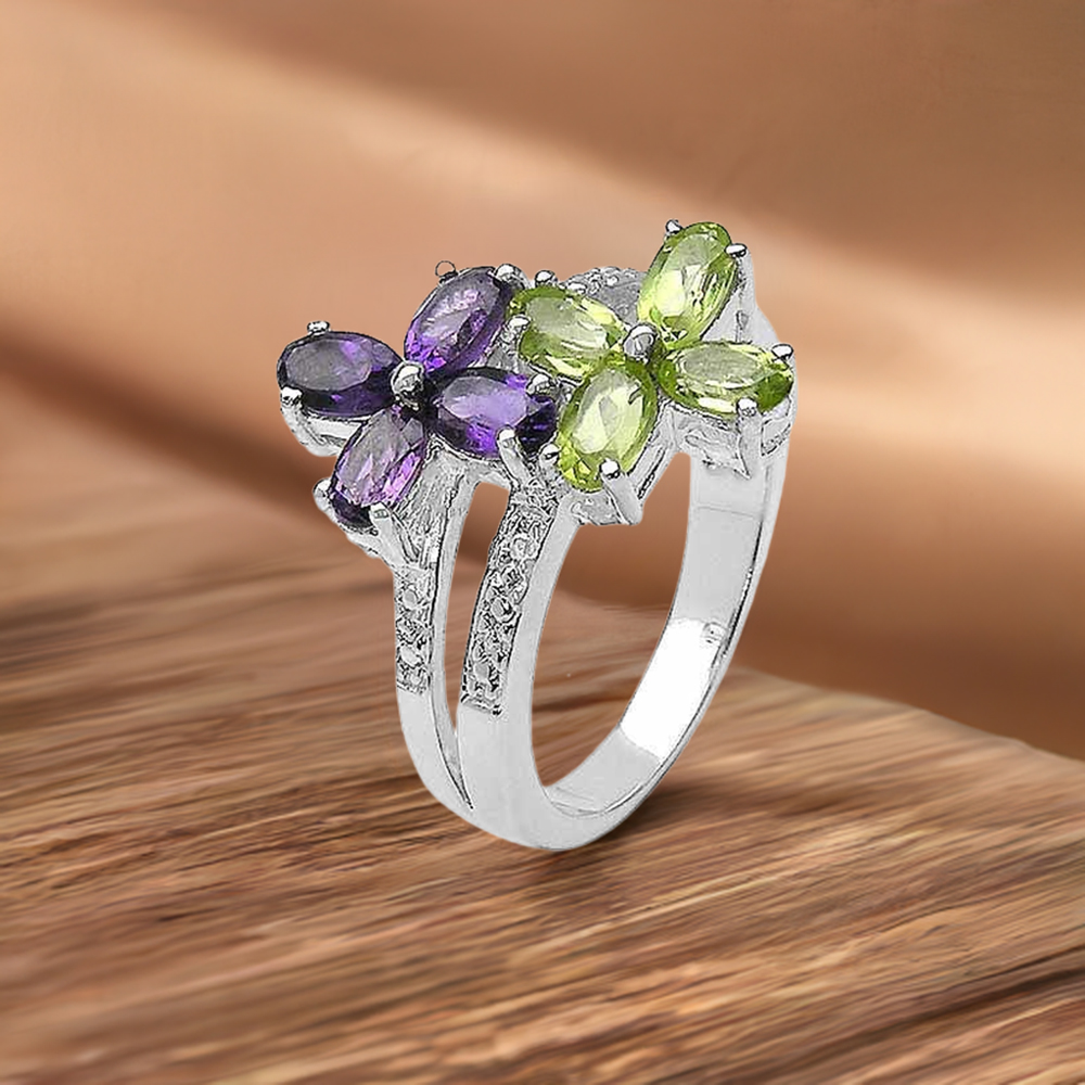 925 Sterling Silver Rings In Multi Gemstone Jewelry 925SR3255