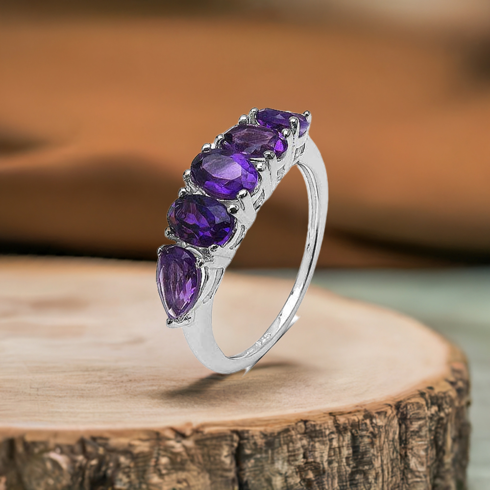 925 Sterling Silver Handmade Rings In Amethyst Gemstone Jewelry 925SR3263