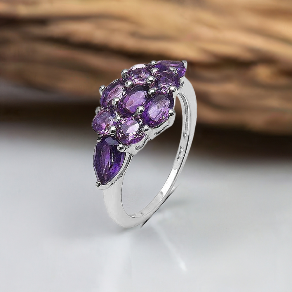 925 Sterling Silver Handmade Rings In Amethyst Gemstone Jewelry 925SR3264
