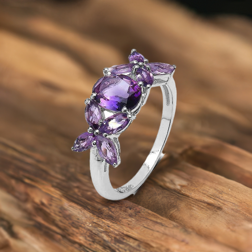 925 Sterling Silver Handmade Rings In Amethyst Gemstone Jewelry 925SR3265